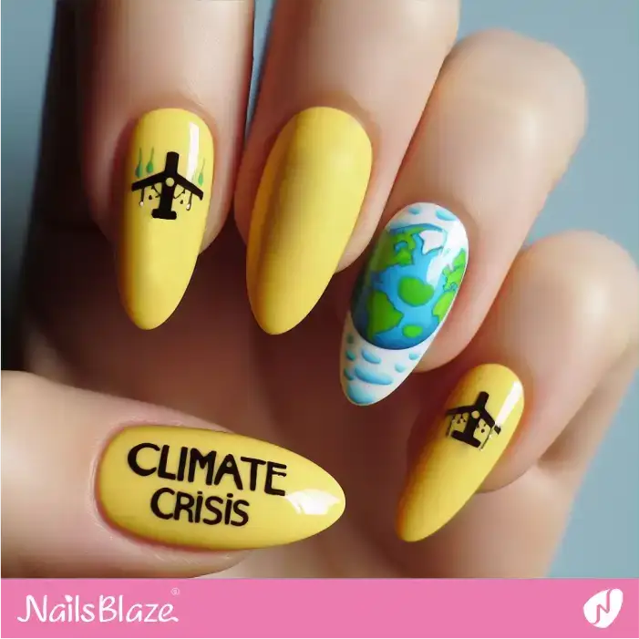 Aviation and Global Warming Nail Design | Climate Crisis Nails - NB2684